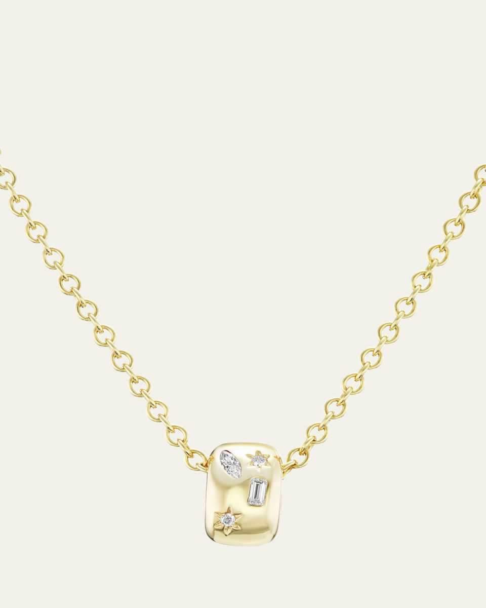 Wide Enhancer with Diamond Star and Marquise on Chain Necklace, 18"L
